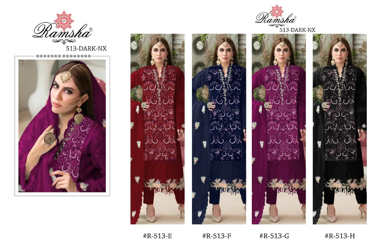 Ramsha R-513 Nx Net With Embroidery Suit
