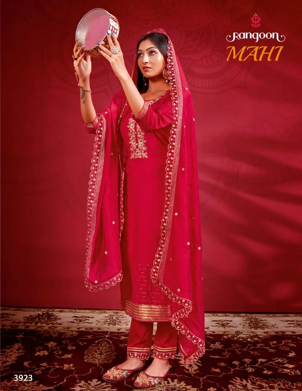 Rangoon Mahi Linen Jacquard Karwachauth Special Ready To Wear Collection