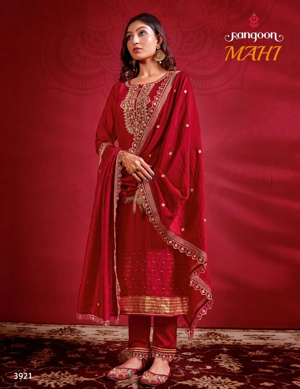 Rangoon Mahi Linen Jacquard Karwachauth Special Ready To Wear Collection