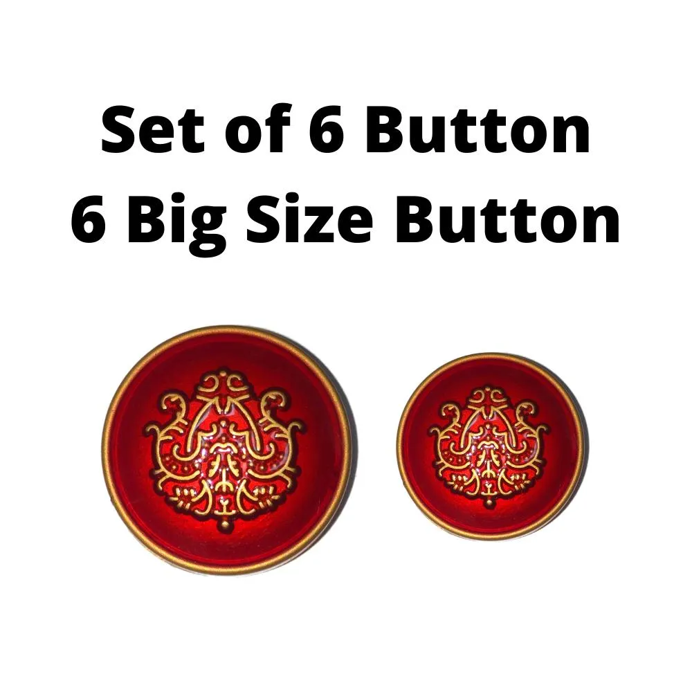 Red Traditional Design Metal Buttons