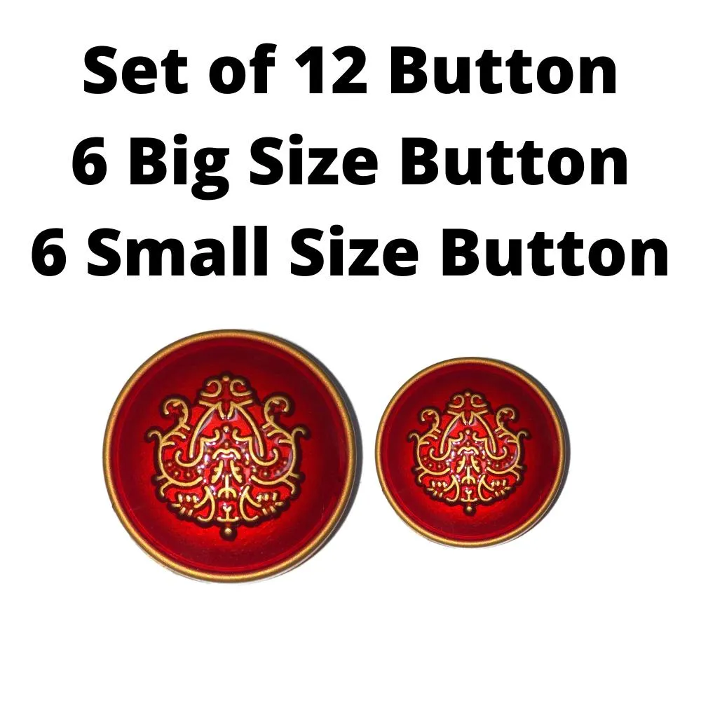 Red Traditional Design Metal Buttons