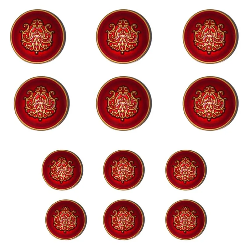 Red Traditional Design Metal Buttons