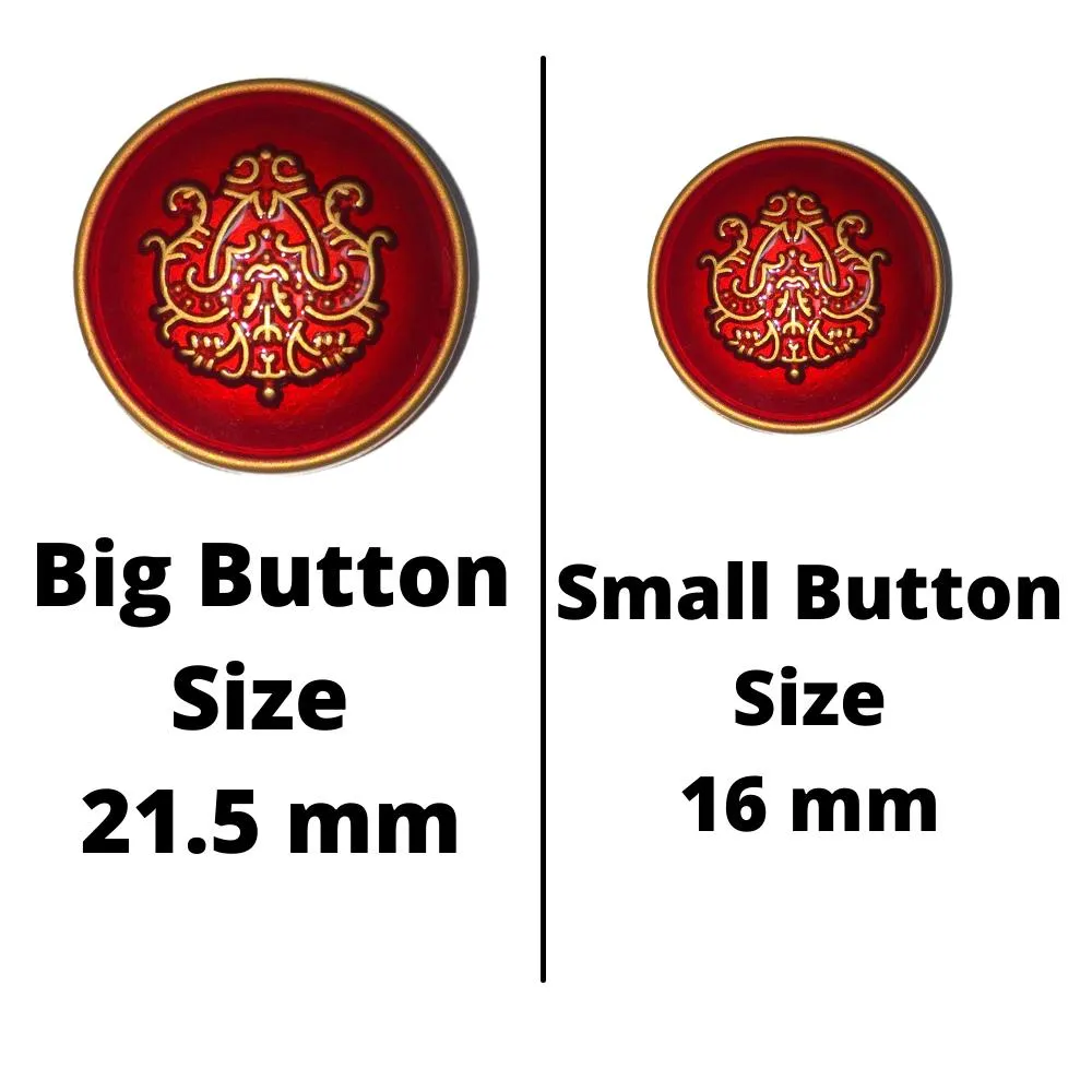 Red Traditional Design Metal Buttons