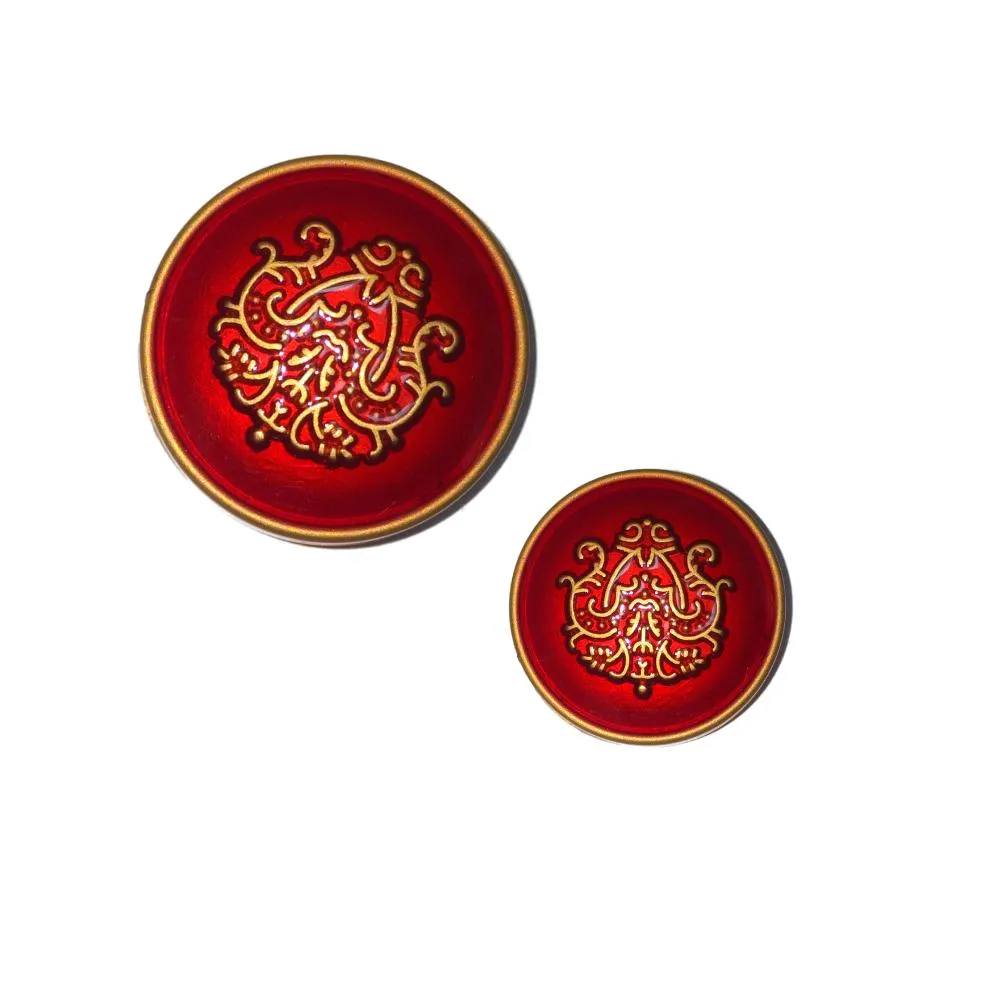 Red Traditional Design Metal Buttons
