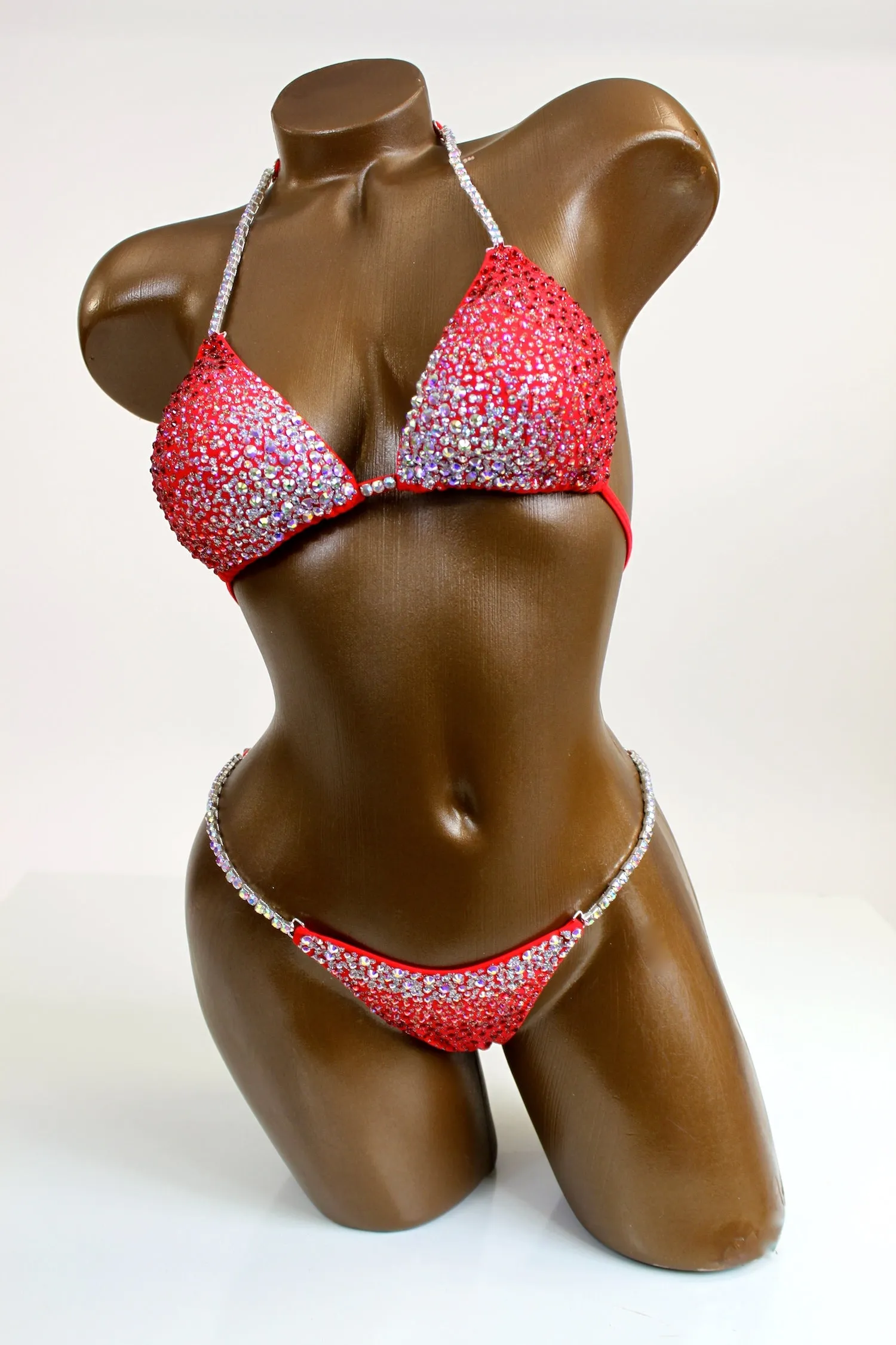 Shining Bright Red AB Bikini Suit