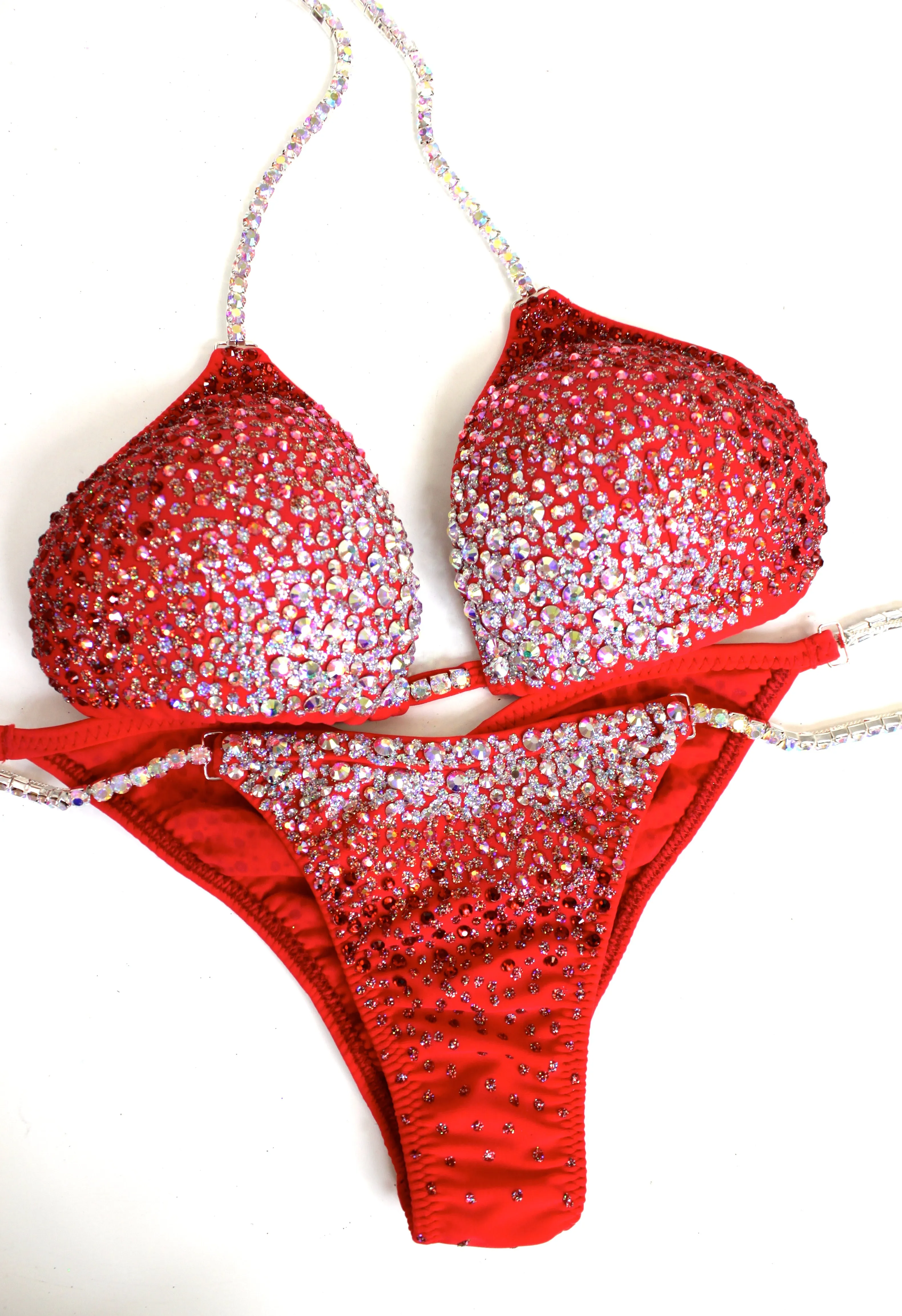 Shining Bright Red AB Bikini Suit