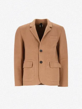 single-breasted camel-hair blazer