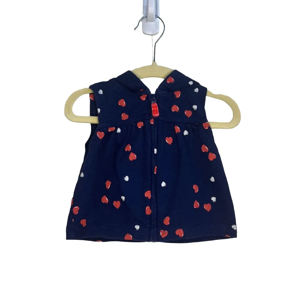 Sleeveless Hooded Zip Up Vest / Hearts