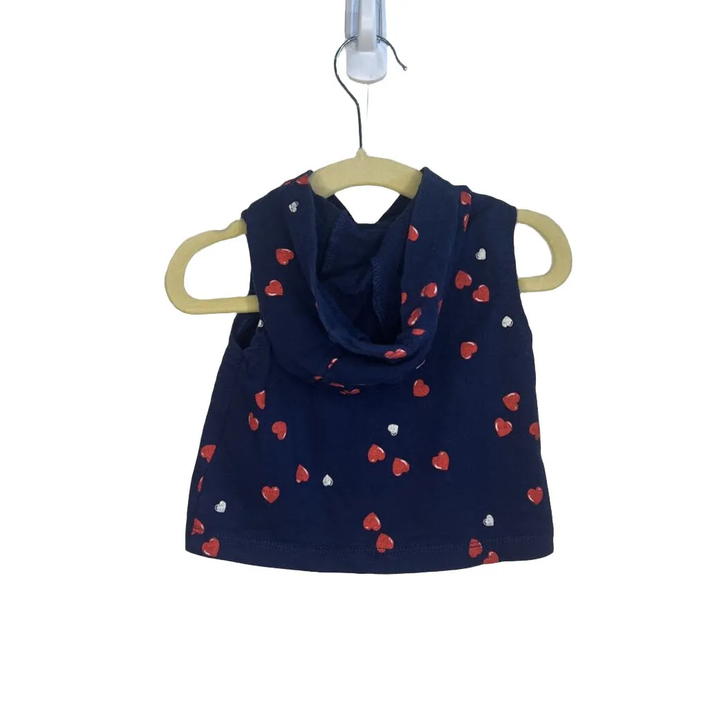 Sleeveless Hooded Zip Up Vest / Hearts