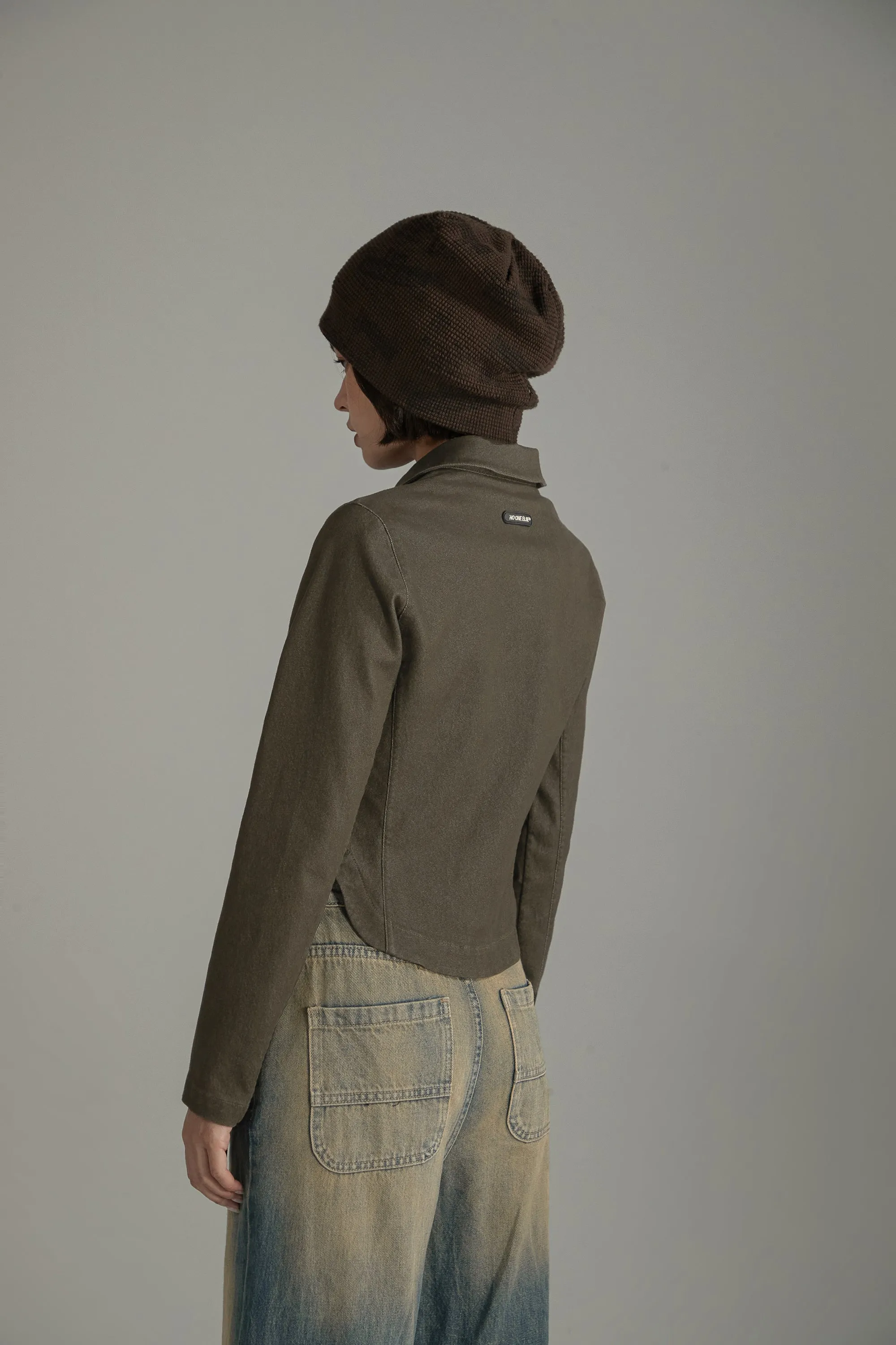 Solid Zip-Up Shirt
