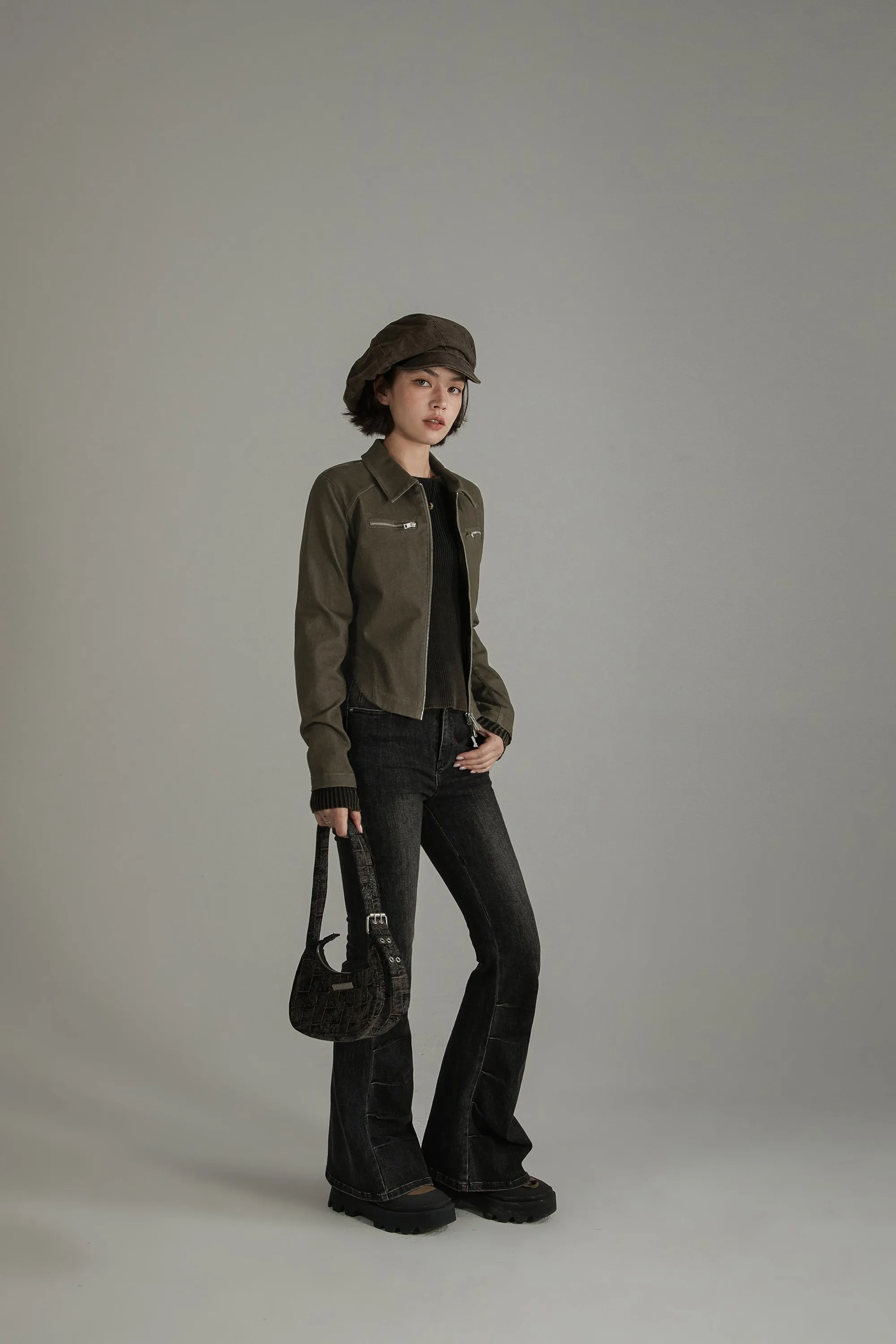 Solid Zip-Up Shirt