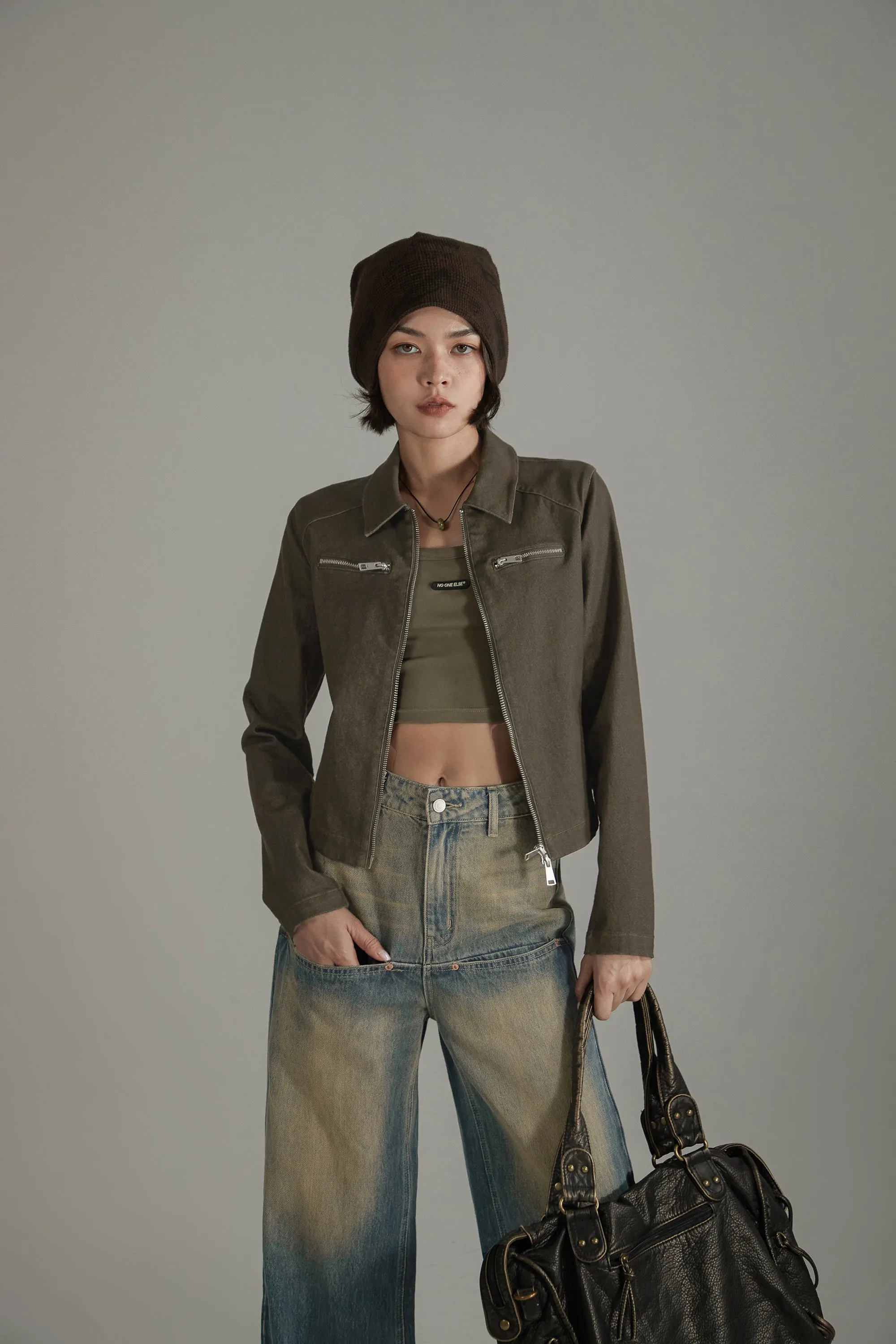 Solid Zip-Up Shirt