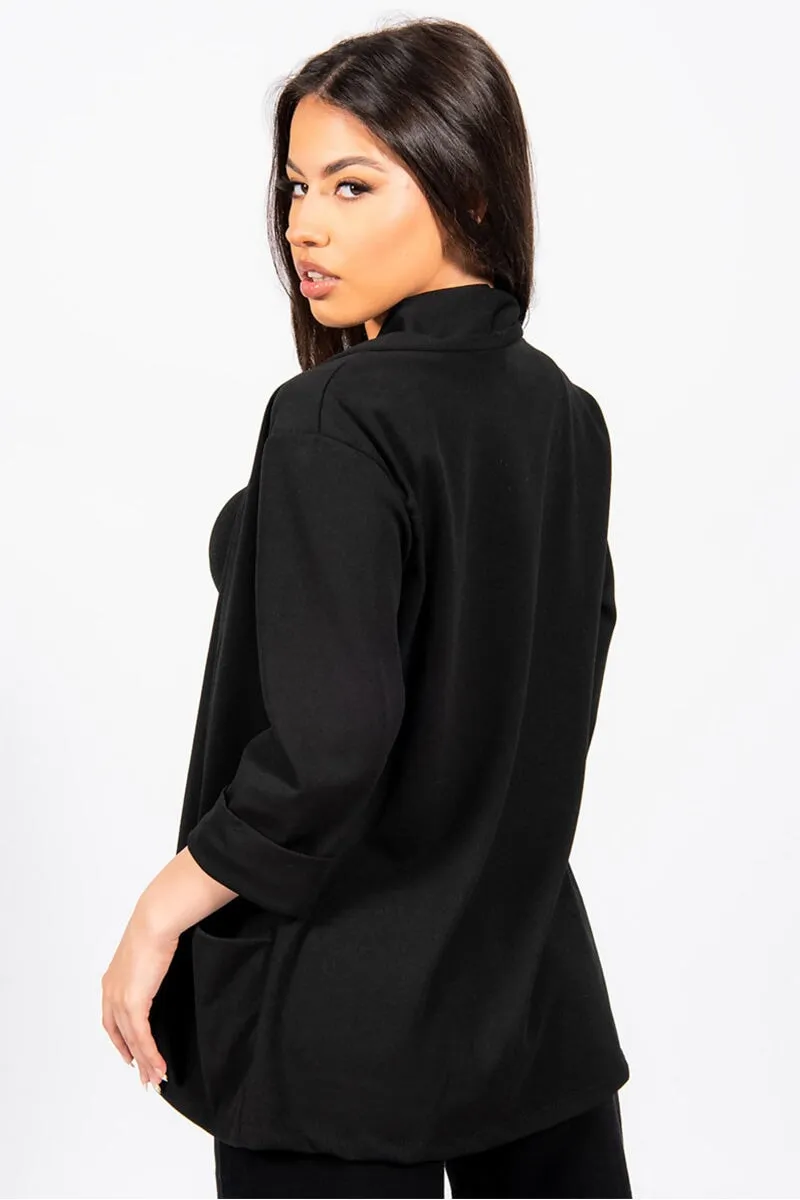 STONE ROLL SLEEVE CREPE BLAZER