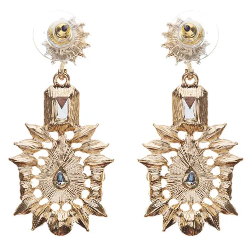 Stunning Beautiful Bohemian Glass Stone Statement Dangle Fashion Earrings Black