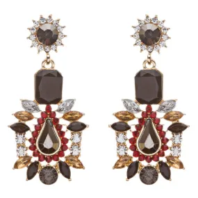 Stunning Beautiful Bohemian Glass Stone Statement Dangle Fashion Earrings Black
