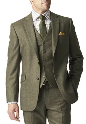 Tweed Suits Men Formal Slim Fit 3-Piece Suit