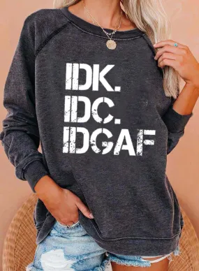Women's Sweatshirts Round Neck Long Sleeve Letter Print Sweatshirts