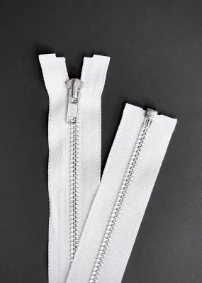 YKK, Open Ended Nickel. Bright White. 60cm