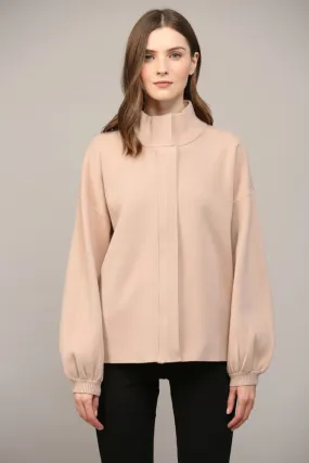 Zip Up Mock Neck Sweater Jacket - Taupe